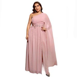 Pink One Shoulder Sequin Dres